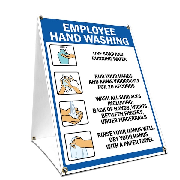 Signmission OSHA, Employee Hand Washing, 24in X 36in A-frame Heavy Duty, 36" W, 24" L, Employee Hand Washing OS-NS-SBC-2436-25572 - main
